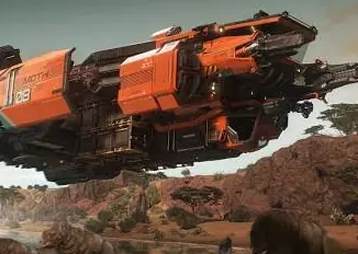 ARGO MOTH flying above a rocky landscape in atmosphere