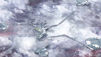 Orison's floating platforms above Crusader in Star Citizen