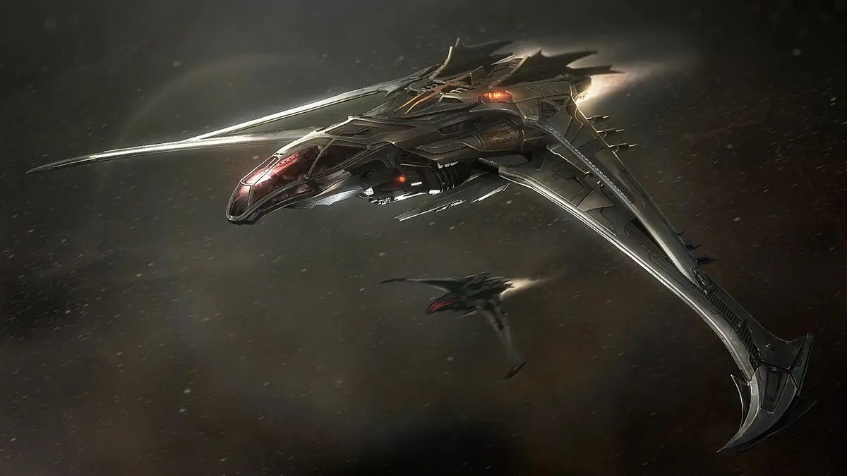 A Vanduul Blade fighter in space